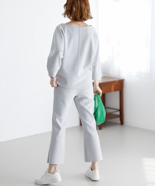 SMILE LAND（スマイルランド）の「カットソー２点セット（トップス＋クロップドパンツ）＜大きいサイズ有＞【OtonaSMILE】（Tシャツ/カットソー・レディース・ライトグレー/ネイビー・5L/4L/3L/LL/L/M）」の7枚目の写真