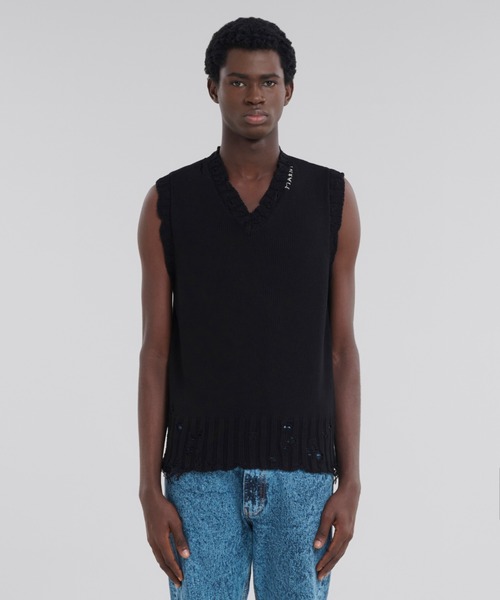 MARNI(マルニ)の「UNFINISHED KNIT / ベスト(ベスト・メンズ・ブラック・46(M)/48(L))」の6枚目の写真