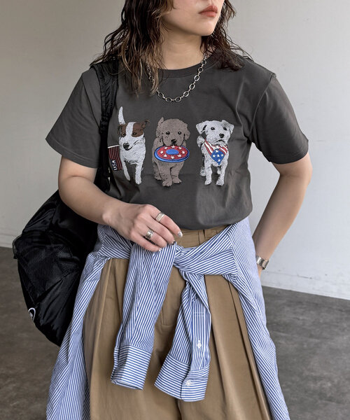 CPCM（シーピーシーエム）の「スーベニアTシャツ（Tシャツ/カットソー・レディース・グレー/チャコールグレー/ホワイト/ネイビー・FREE）」の6枚目の写真