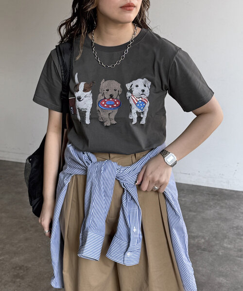 CPCM（シーピーシーエム）の「スーベニアTシャツ（Tシャツ/カットソー・レディース・グレー/チャコールグレー/ホワイト/ネイビー・FREE）」の7枚目の写真