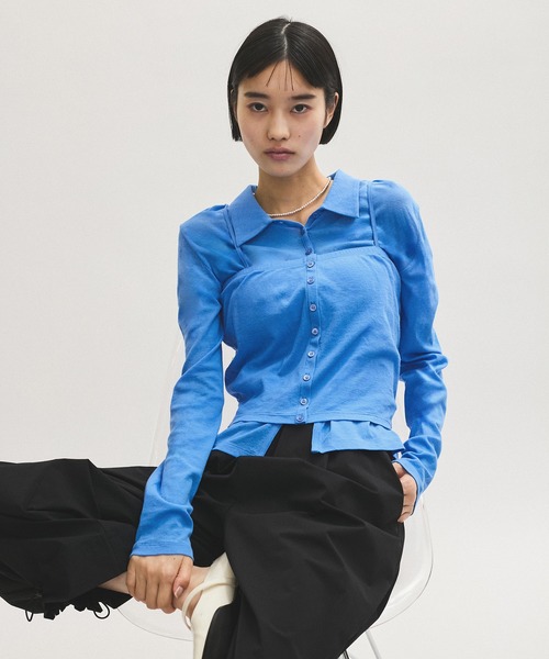 【カーミー】‪☆モノトーンティアードサロペ GYDA（ジェイダ）の「SIDE RIPPEDカラースキニーサロペット