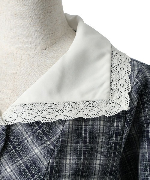 F i.n.t（フィント）の「ビッグカラーオンブレチェックワンピース/ fint　フィント（ワンピース・レディース・ブラック×ホワイト/ネイビー×ホワイト・FREE）」の15枚目の写真