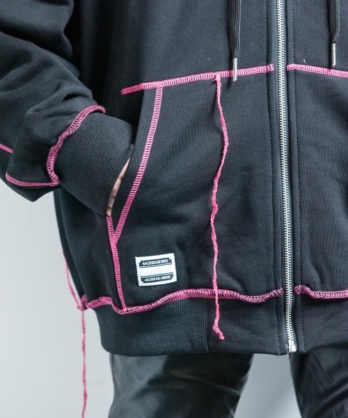 BACKSTAGE PASS(バックステージパス)の「MARIONETTE(マリオネット)ハートロゴ刺繍 ジップアップ オーバーサイズ パーカー(パーカー・メンズ・ピンク/グレー/ブラック・FREE)」の13枚目の写真
