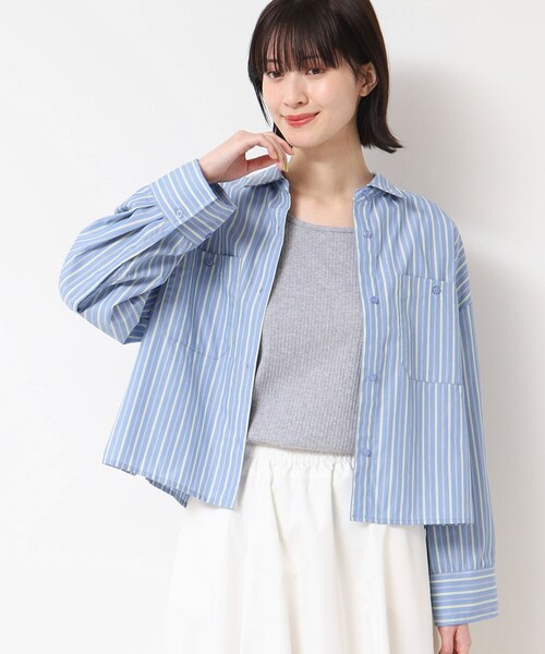 Dessin(デッサン)の「【洗える・4サイズ展開】ポケット付きクロップド丈シャツ(XS~L)(シャツ/ブラウス・レディース・アイボリー系2/スモーキーグリーン系3/こしょう色系3・00/01/02/03)」の1枚目の写真