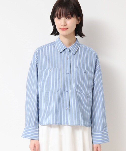 Dessin(デッサン)の「【洗える・4サイズ展開】ポケット付きクロップド丈シャツ(XS~L)(シャツ/ブラウス・レディース・アイボリー系2/スモーキーグリーン系3/こしょう色系3・00/01/02/03)」の4枚目の写真