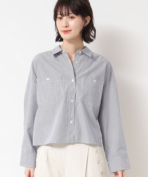 Dessin(デッサン)の「【洗える・4サイズ展開】ポケット付きクロップド丈シャツ(XS~L)(シャツ/ブラウス・レディース・アイボリー系2/スモーキーグリーン系3/こしょう色系3・00/01/02/03)」の11枚目の写真