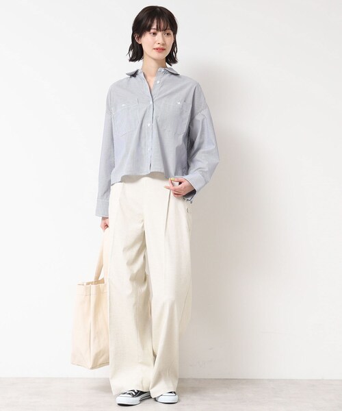 Dessin(デッサン)の「【洗える・4サイズ展開】ポケット付きクロップド丈シャツ(XS~L)(シャツ/ブラウス・レディース・アイボリー系2/スモーキーグリーン系3/こしょう色系3・00/01/02/03)」の13枚目の写真