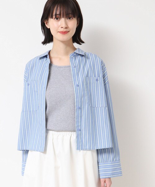 Dessin(デッサン)の「【洗える・4サイズ展開】ポケット付きクロップド丈シャツ(XS~L)(シャツ/ブラウス・レディース・アイボリー系2/スモーキーグリーン系3/こしょう色系3・00/01/02/03)」の15枚目の写真