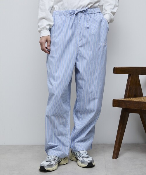 Firsthand（ファーストハンド）の「MA Firsthand/マ ファーストハンド BASICロゴ刺繍ストライプイージーパンツ（その他パンツ・メンズ・サックスブルー/ホワイト・L/M/LARGE/MEDIUM）」の3枚目の写真