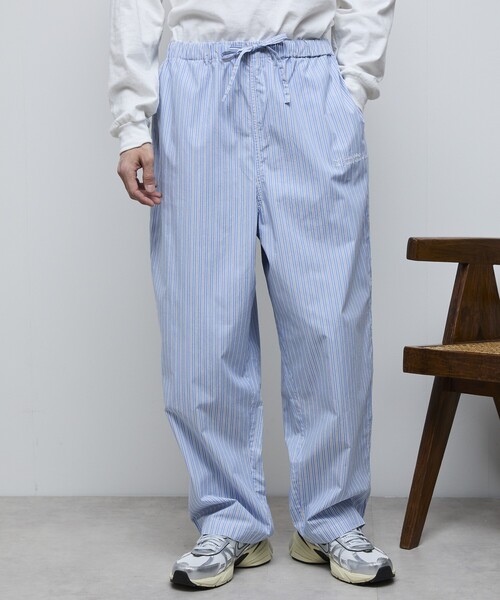 Firsthand（ファーストハンド）の「MA Firsthand/マ ファーストハンド BASICロゴ刺繍ストライプイージーパンツ（その他パンツ・メンズ・サックスブルー/ホワイト・L/M/LARGE/MEDIUM）」の4枚目の写真