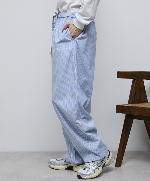 Firsthand（ファーストハンド）の「MA Firsthand/マ ファーストハンド BASICロゴ刺繍ストライプイージーパンツ（その他パンツ・メンズ・サックスブルー/ホワイト・L/M/LARGE/MEDIUM）」の6枚目の写真