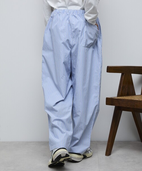 Firsthand（ファーストハンド）の「MA Firsthand/マ ファーストハンド BASICロゴ刺繍ストライプイージーパンツ（その他パンツ・メンズ・サックスブルー/ホワイト・L/M/LARGE/MEDIUM）」の8枚目の写真