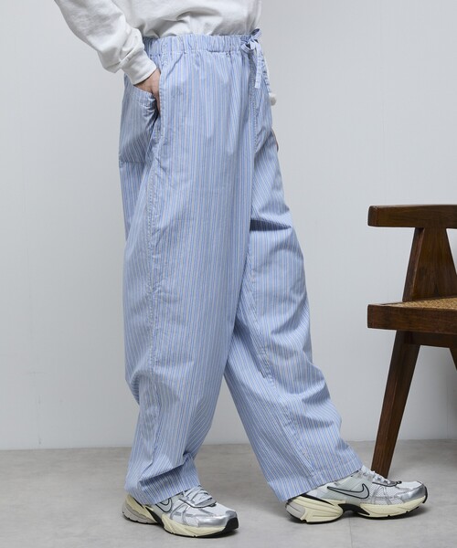 Firsthand（ファーストハンド）の「MA Firsthand/マ ファーストハンド BASICロゴ刺繍ストライプイージーパンツ（その他パンツ・メンズ・サックスブルー/ホワイト・L/M/LARGE/MEDIUM）」の9枚目の写真