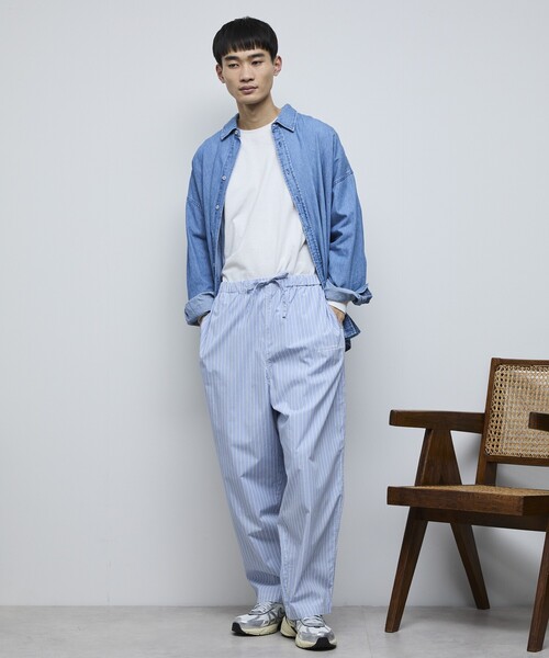 Firsthand（ファーストハンド）の「MA Firsthand/マ ファーストハンド BASICロゴ刺繍ストライプイージーパンツ（その他パンツ・メンズ・サックスブルー/ホワイト・L/M/LARGE/MEDIUM）」の12枚目の写真