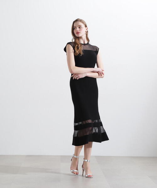 セール】◇シアーコンビマーメイドニットワンピース（ワンピース