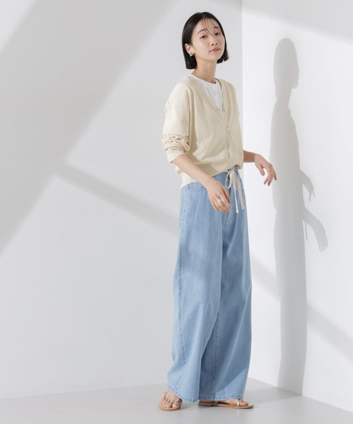 NANO universe（ナノユニバース）の「洗濯機洗い可UVカット接触冷感justVネックカーディガン（カーディガン/ボレロ・レディース・ブラック/アイボリー/グリーン・FREE）」の4枚目の写真