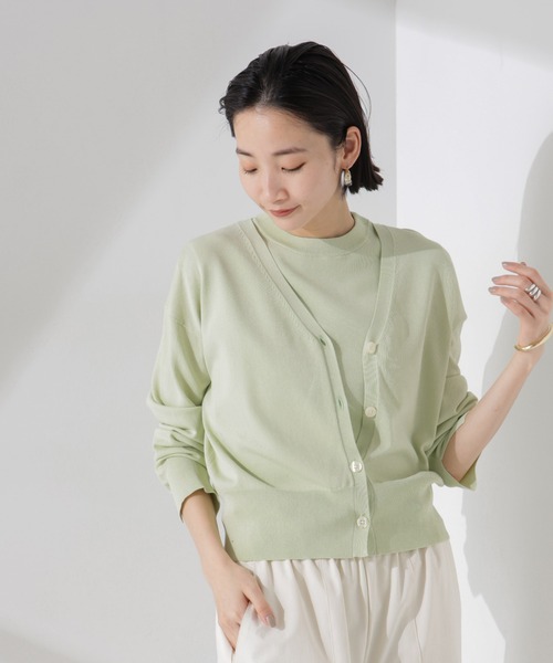 NANO universe（ナノユニバース）の「洗濯機洗い可UVカット接触冷感justVネックカーディガン（カーディガン/ボレロ・レディース・ブラック/アイボリー/グリーン・FREE）」の22枚目の写真