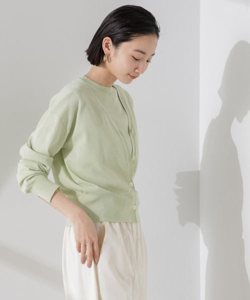 NANO universe（ナノユニバース）の「洗濯機洗い可UVカット接触冷感justVネックカーディガン（カーディガン/ボレロ・レディース・ブラック/アイボリー/グリーン・FREE）」の21枚目の写真