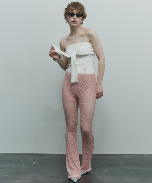 uyu.（ウユ）の「フロントリボンオフショルビスチェ【uyu./ウユ】（チューブトップ・レディース・アイボリー/グレー・FREE）」の10枚目の写真