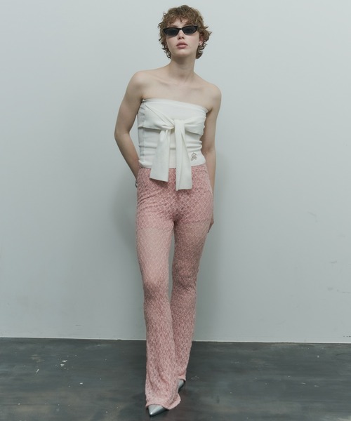 uyu.（ウユ）の「フロントリボンオフショルビスチェ【uyu./ウユ】（チューブトップ・レディース・アイボリー/グレー・FREE）」の12枚目の写真