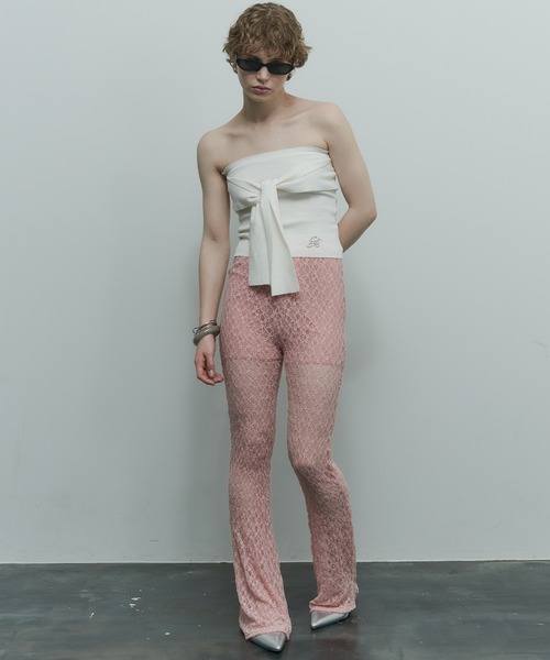 uyu.（ウユ）の「フロントリボンオフショルビスチェ【uyu./ウユ】（チューブトップ・レディース・アイボリー/グレー・FREE）」の8枚目の写真