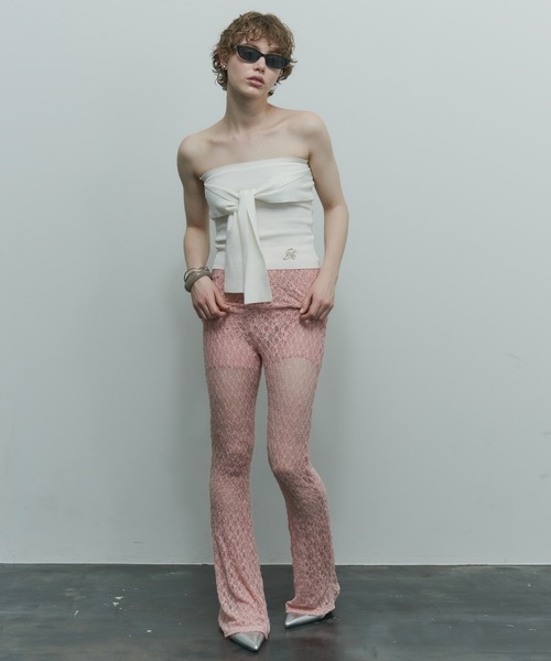 uyu.（ウユ）の「フロントリボンオフショルビスチェ【uyu./ウユ】（チューブトップ・レディース・アイボリー/グレー・FREE）」の9枚目の写真