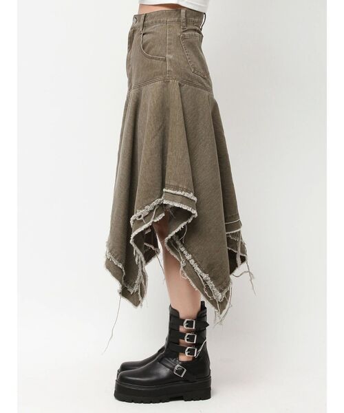 EVRIS（エヴリス）の「ランダムヘムミディーデニムスカート（デニムスカート・レディース・カーキ/ブルー・MEDIUM/SMALL）」の18枚目の写真