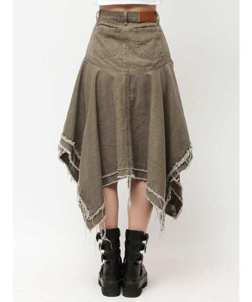 EVRIS（エヴリス）の「ランダムヘムミディーデニムスカート（デニムスカート・レディース・カーキ/ブルー・MEDIUM/SMALL）」の19枚目の写真