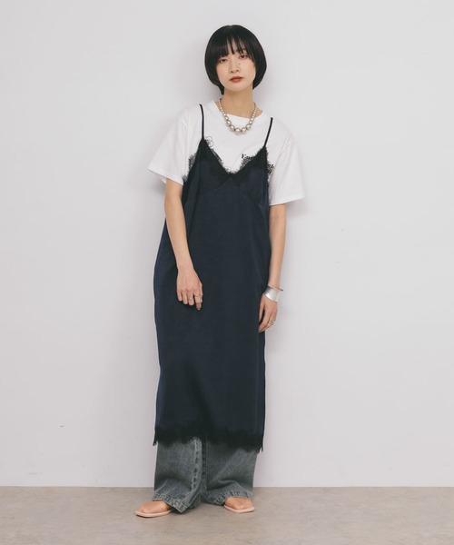 KBF(ケイビーエフ)の「レーストリムキャミワンピース(ワンピース・レディース・ネイビー/ベージュ系その他・ONE)」の13枚目の写真