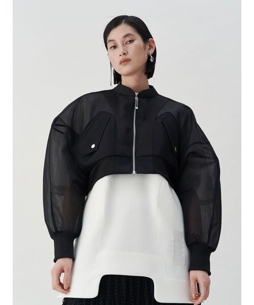 UN3D.(アンスリード)の「SHEER MA-1 BOURZON / シアーMA-1ブルゾン(MA-1・レディース・ベージュ/ブラック・FREE)」の4枚目の写真