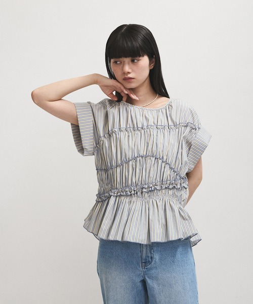 【WEB限定】ランダムギャザリングブラウス WEB限定】ランダムギャザリングブラウス（シャツ/ブラウス