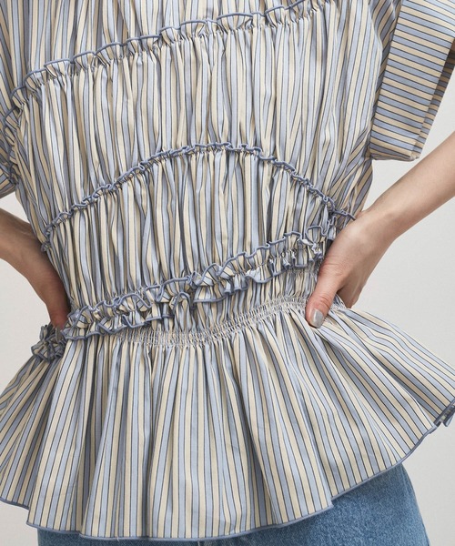 WEB限定】ランダムギャザリングブラウス（シャツ/ブラウス）｜ADAM ET