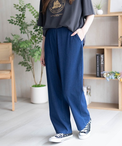 セール】nAvy SARARI フローズンセミワイドパンツ【冷感 ドライ UV