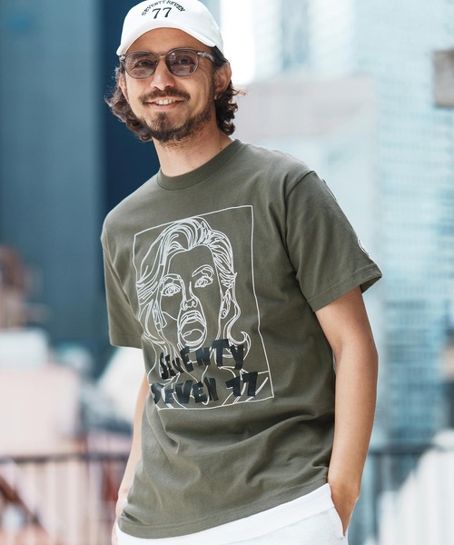 seventy seven(セブンティセブン)の「mt9666-middle onz S-S t-shirts (77LADY) Tシャツ(Tシャツ/カットソー・メンズ・ホワイト/カーキ/ブラック・S/M/L/XL)」の3枚目の写真