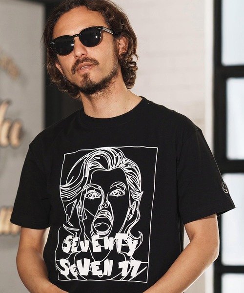 seventy seven(セブンティセブン)の「mt9666-middle onz S-S t-shirts (77LADY) Tシャツ(Tシャツ/カットソー・メンズ・ホワイト/カーキ/ブラック・S/M/L/XL)」の14枚目の写真