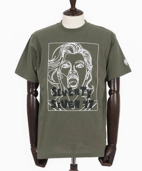 seventy seven(セブンティセブン)の「mt9666-middle onz S-S t-shirts (77LADY) Tシャツ(Tシャツ/カットソー・メンズ・ホワイト/カーキ/ブラック・S/M/L/XL)」の20枚目の写真