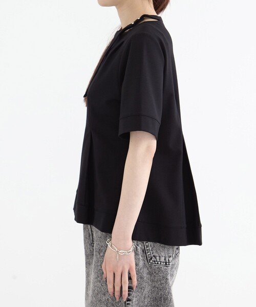 tシャツ タックペプラムポンチトップス｜ウォッシャブル/UVカット/オフィスカジュアル/半袖/夏服 レディース タックペプラムポンチトップス｜ウォッシャブル/UVカット