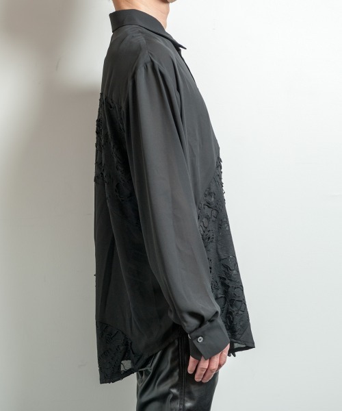 BACKSTAGE PASS(バックステージパス)の「DARK SIDE MOON(ダークサイド ムーン) ブロークンレース 切り替え トロミシャツ(シャツ/ブラウス・メンズ・マルチ/ブラック・FREE)」の3枚目の写真
