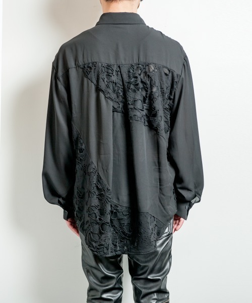 BACKSTAGE PASS(バックステージパス)の「DARK SIDE MOON(ダークサイド ムーン) ブロークンレース 切り替え トロミシャツ(シャツ/ブラウス・メンズ・マルチ/ブラック・FREE)」の14枚目の写真