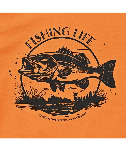 NOTHINKER(ノーシンカー)の「FISHING LIFE CIRCLE Crewneck Sweat(スウェット・メンズ・オレンジ/オリーブ・X-LARGE/LARGE/MEDIUM/SMALL/XX-LARGE)」の3枚目の写真