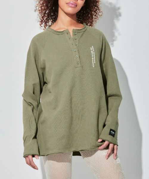 FIG&VIPER（フィグアンドバイパー）の「ヘンリーLOGOワッフルロンT（Tシャツ/カットソー・レディース・ホワイト/カーキ/ブラック・FREE）」の3枚目の写真