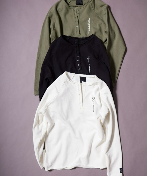 FIG&VIPER（フィグアンドバイパー）の「ヘンリーLOGOワッフルロンT（Tシャツ/カットソー・レディース・ホワイト/カーキ/ブラック・FREE）」の4枚目の写真