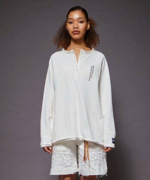 FIG&VIPER（フィグアンドバイパー）の「ヘンリーLOGOワッフルロンT（Tシャツ/カットソー・レディース・ホワイト/カーキ/ブラック・FREE）」の5枚目の写真