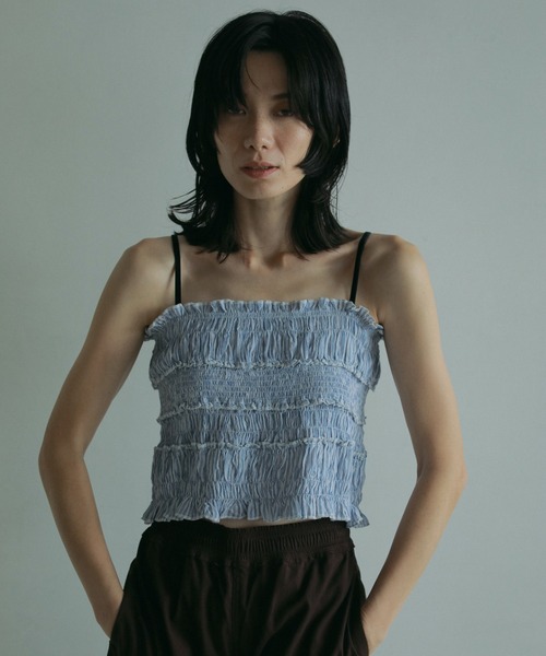 anuke（アンヌーク）の「Velourstrap Frill Camisole（キャミソール・レディース・ホワイト/マルチ/ブラック・FREE）」の3枚目の写真