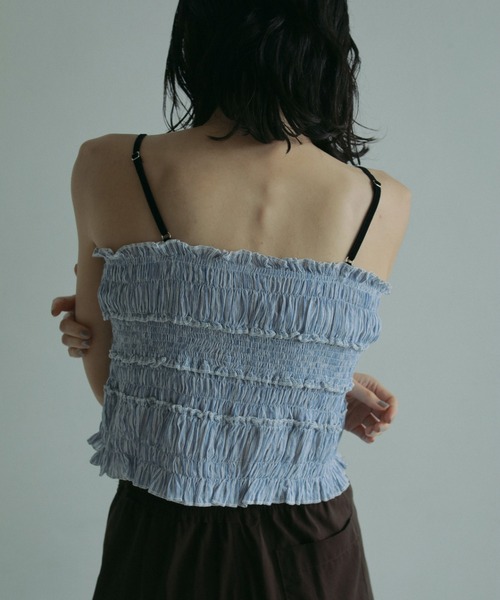anuke（アンヌーク）の「Velourstrap Frill Camisole（キャミソール・レディース・ホワイト/マルチ/ブラック・FREE）」の9枚目の写真