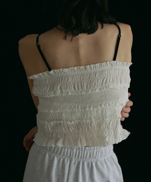 anuke（アンヌーク）の「Velourstrap Frill Camisole（キャミソール・レディース・ホワイト/マルチ/ブラック・FREE）」の10枚目の写真