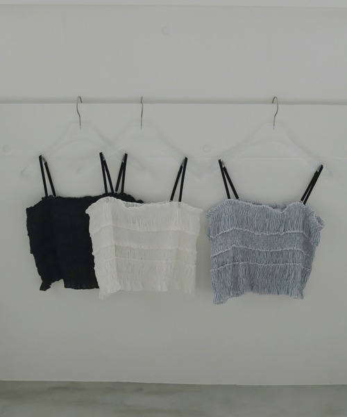 anuke（アンヌーク）の「Velourstrap Frill Camisole（キャミソール・レディース・ホワイト/マルチ/ブラック・FREE）」の8枚目の写真