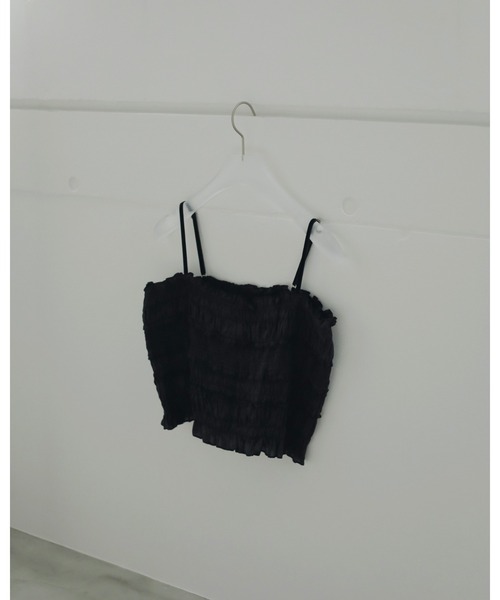 anuke（アンヌーク）の「Velourstrap Frill Camisole（キャミソール・レディース・ホワイト/マルチ/ブラック・FREE）」の6枚目の写真