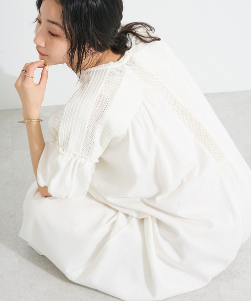 CRAFT STANDARD BOUTIQUE（クラフトスタンダードブティック）の「クロッシェレースピンタックワンピース（ワンピース・レディース・パープル/ホワイト・FREE）」の12枚目の写真