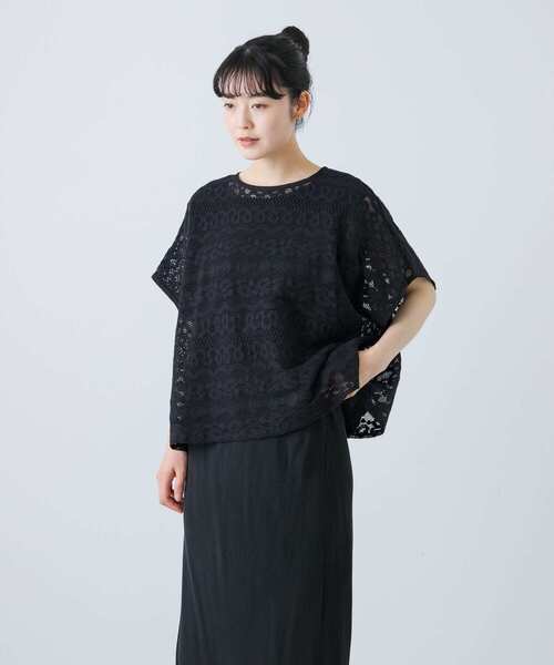 【お気にいる】 セール】コットンラッセルレースポンチョ（その他トップス）｜か トップス